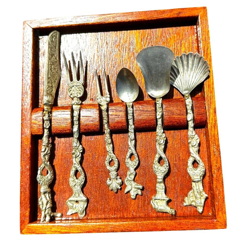 Vtg Ugo Bellini Montagnani Italy Ornate Silver Hor's D'oeurves Set- 6
